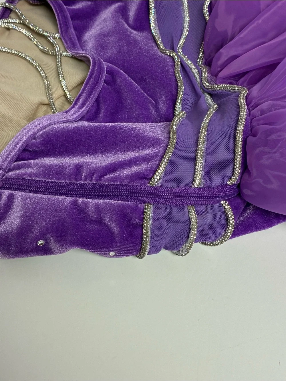 Weissman Showtime Amethyst Ballet Dance Costume 7/8 Gloves Pageant Sequin #16742